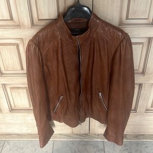 Lucky Leather Jacket w/ puff sleeve detail